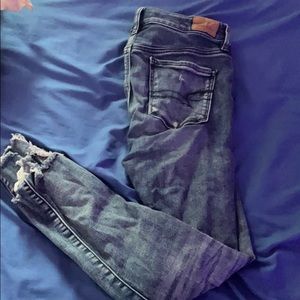 High rise dark wash denim ae jeans